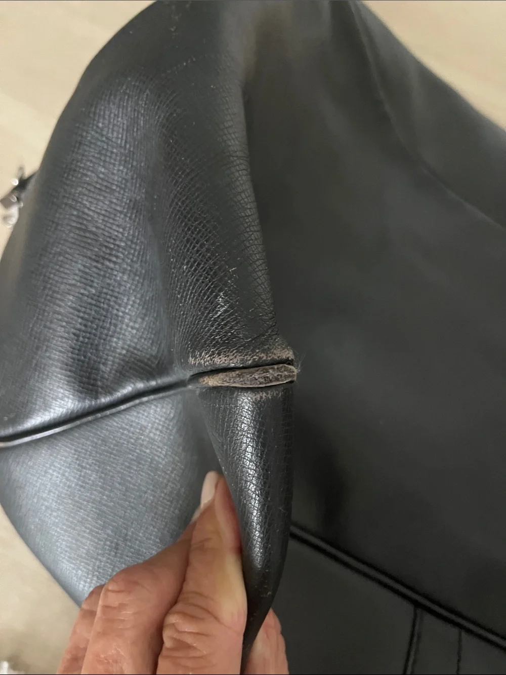 Louis Vuitton Black Leather Travel Duffle Bag